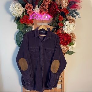 Polo by Ralph Lauren Corduroy Button Down Shirt with Suede Patch Elbows